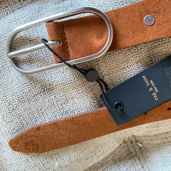 rag & bone Rounded Rebound Belt in Pecan Suede Size Small - Picture 7 of 10